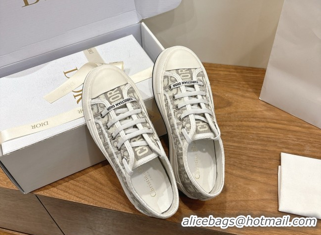 Top Grade Dior Walk'n'Dior Platform Sneakers 4.5cm in Oblique Embroidered Cotton Grey 2026 0303024