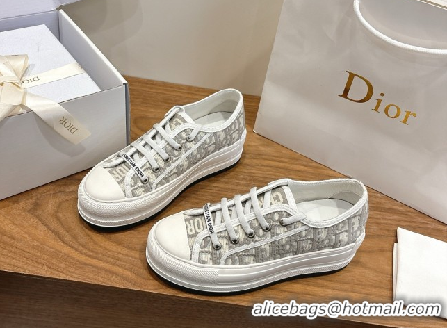 Top Grade Dior Walk'n'Dior Platform Sneakers 4.5cm in Oblique Embroidered Cotton Grey 2026 0303024