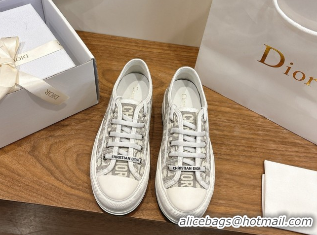 Top Grade Dior Walk'n'Dior Platform Sneakers 4.5cm in Oblique Embroidered Cotton Grey 2026 0303024