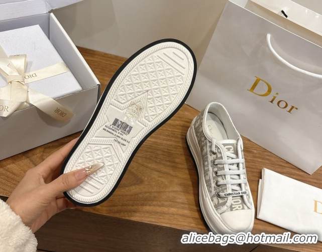 Top Grade Dior Walk'n'Dior Platform Sneakers 4.5cm in Oblique Embroidered Cotton Grey 2026 0303024