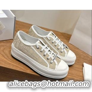 Luxurious Dior Walk'n'Dior Platform Sneakers 4.5cm in Oblique Embroidered Cotton Gold 2026 0303025