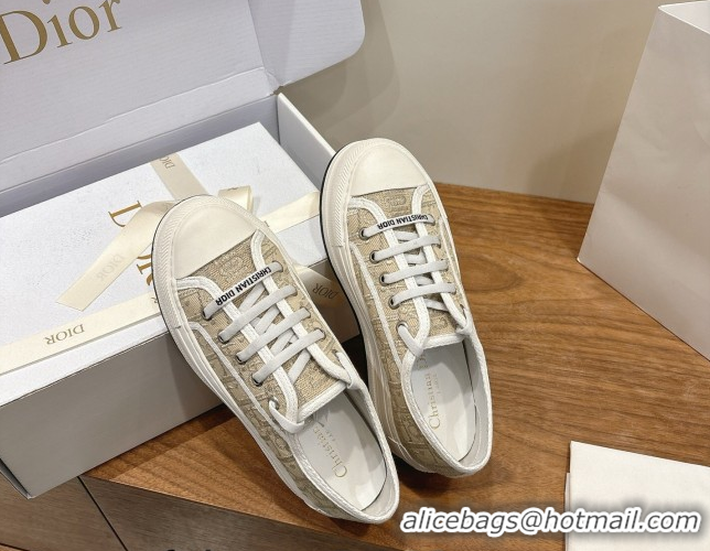 Luxurious Dior Walk'n'Dior Platform Sneakers 4.5cm in Oblique Embroidered Cotton Gold 2026 0303025