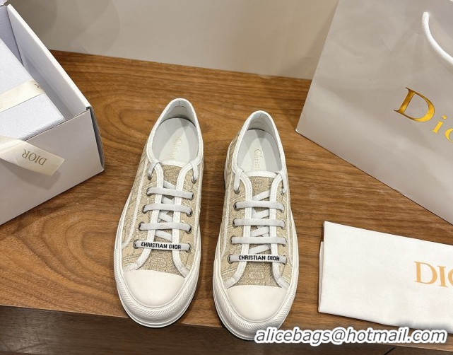 Luxurious Dior Walk'n'Dior Platform Sneakers 4.5cm in Oblique Embroidered Cotton Gold 2026 0303025