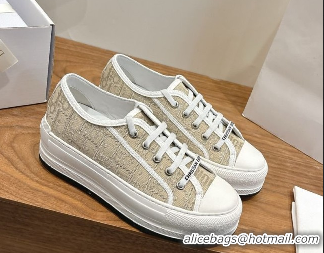 Luxurious Dior Walk'n'Dior Platform Sneakers 4.5cm in Oblique Embroidered Cotton Gold 2026 0303025