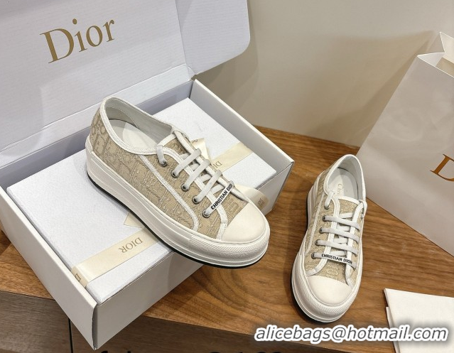 Luxurious Dior Walk'n'Dior Platform Sneakers 4.5cm in Oblique Embroidered Cotton Gold 2026 0303025