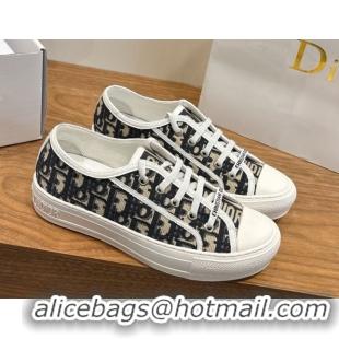 Durable Dior Walk'n'Dior Sneakers in Oblique Embroidered Cotton Blue 2026 0303027