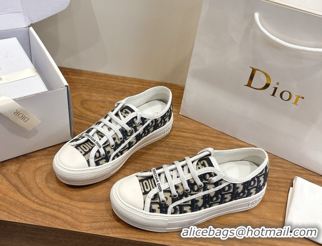 Durable Dior Walk'n'Dior Sneakers in Oblique Embroidered Cotton Blue 2026 0303027