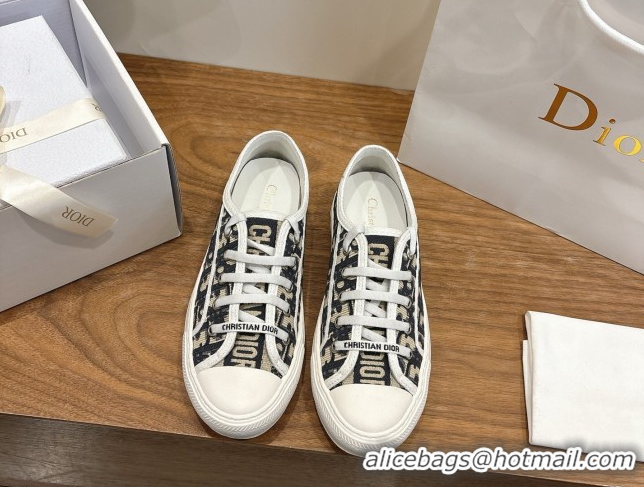 Durable Dior Walk'n'Dior Sneakers in Oblique Embroidered Cotton Blue 2026 0303027