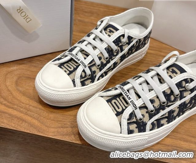 Durable Dior Walk'n'Dior Sneakers in Oblique Embroidered Cotton Blue 2026 0303027