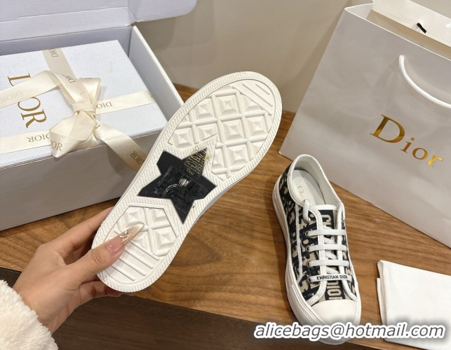 Durable Dior Walk'n'Dior Sneakers in Oblique Embroidered Cotton Blue 2026 0303027