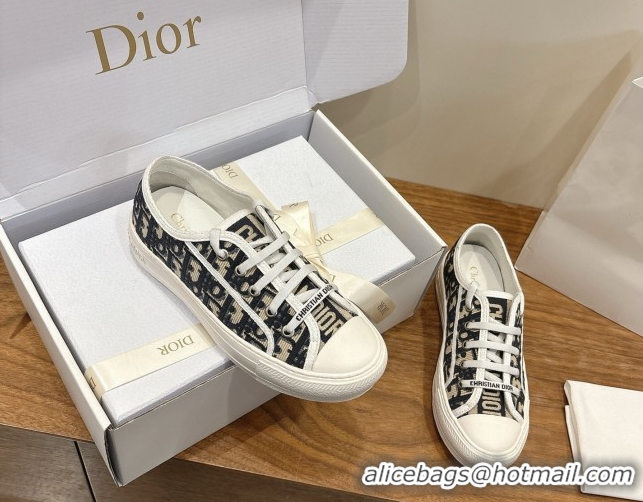 Durable Dior Walk'n'Dior Sneakers in Oblique Embroidered Cotton Blue 2026 0303027