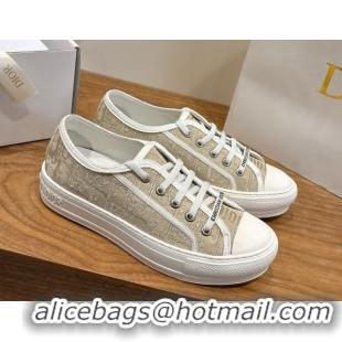 Classic Hot Dior Walk'n'Dior Sneakers in Oblique Embroidered Cotton Gold 2026 0303028