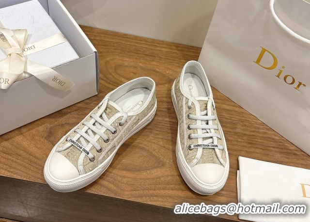 Classic Hot Dior Walk'n'Dior Sneakers in Oblique Embroidered Cotton Gold 2026 0303028