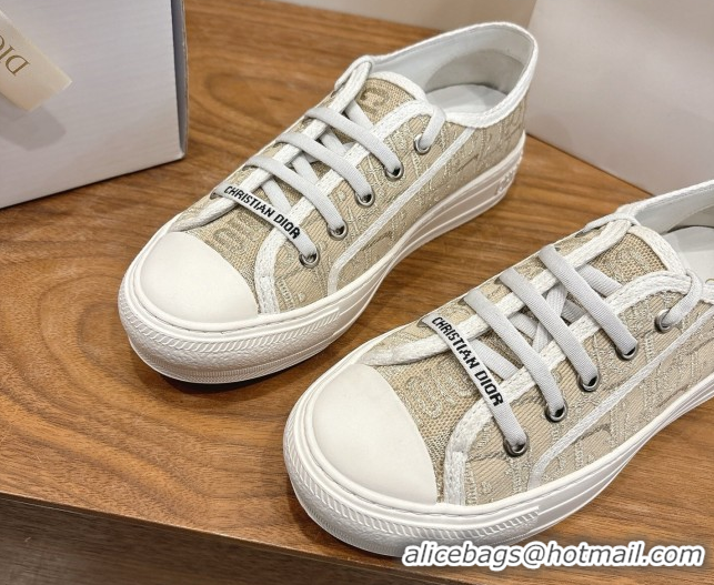 Classic Hot Dior Walk'n'Dior Sneakers in Oblique Embroidered Cotton Gold 2026 0303028