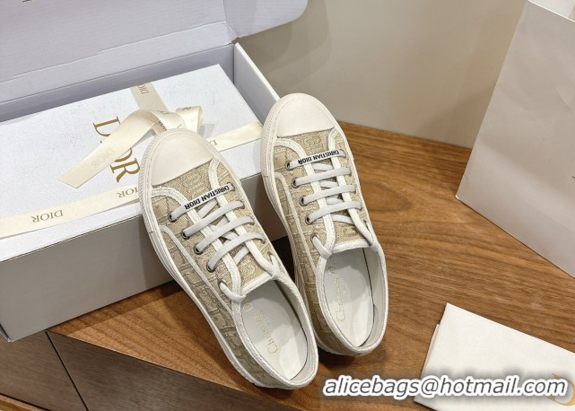 Classic Hot Dior Walk'n'Dior Sneakers in Oblique Embroidered Cotton Gold 2026 0303028