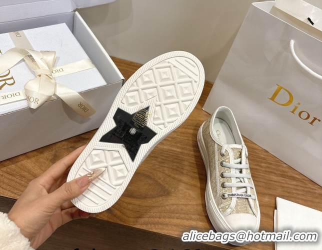 Classic Hot Dior Walk'n'Dior Sneakers in Oblique Embroidered Cotton Gold 2026 0303028