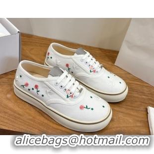 Sumptuous Dior Saltwind Sneakers 3cm in White Cotton Embroidered with Multicolor Doves & Roses Motif 2026 0303032
