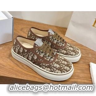Discount Dior Saltwind Sneakers 3cm in Dior Oblique Embroidered Cotton Brown 2026 0303033