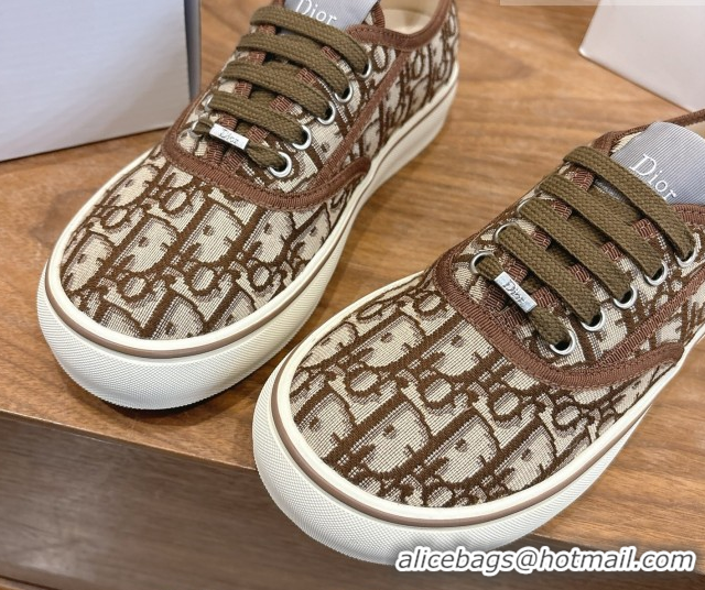 Discount Dior Saltwind Sneakers 3cm in Dior Oblique Embroidered Cotton Brown 2026 0303033