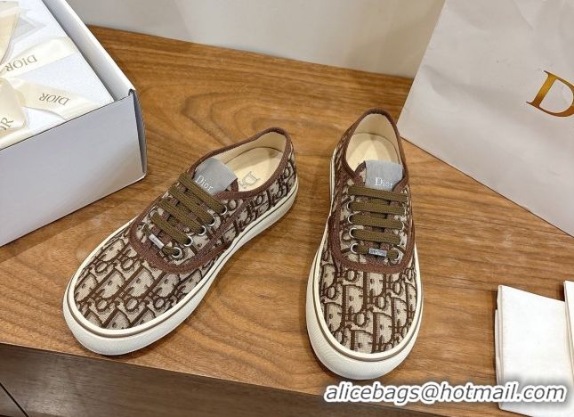 Discount Dior Saltwind Sneakers 3cm in Dior Oblique Embroidered Cotton Brown 2026 0303033