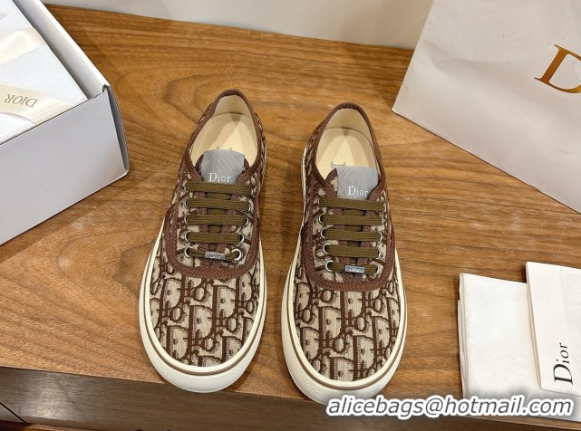 Discount Dior Saltwind Sneakers 3cm in Dior Oblique Embroidered Cotton Brown 2026 0303033