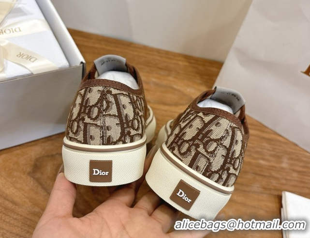 Discount Dior Saltwind Sneakers 3cm in Dior Oblique Embroidered Cotton Brown 2026 0303033