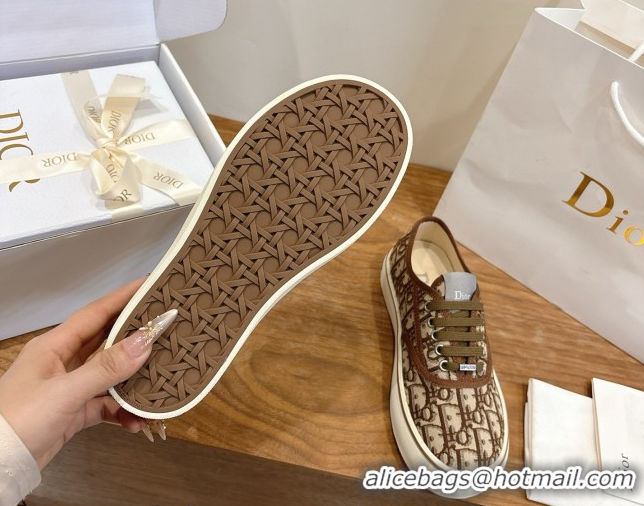 Discount Dior Saltwind Sneakers 3cm in Dior Oblique Embroidered Cotton Brown 2026 0303033