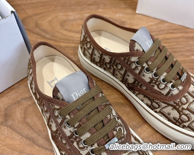 Discount Dior Saltwind Sneakers 3cm in Dior Oblique Embroidered Cotton Brown 2026 0303033