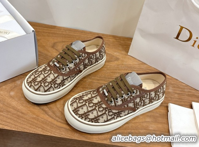 Discount Dior Saltwind Sneakers 3cm in Dior Oblique Embroidered Cotton Brown 2026 0303033