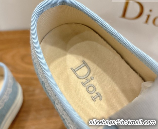 Popular Style Dior Saltwind Sneakers 3cm in Dior Oblique Embroidered Cotton and White Lace Ciel Blue 2026 0303036