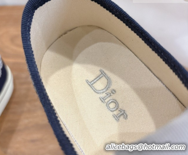 Top Grade Dior Saltwind Sneakers 3cm in Dior Oblique Embroidered Cotton and White Lace Deep Blue 2026 0303037