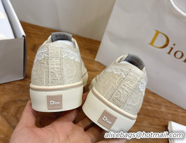 Good Looking Dior Saltwind Sneakers 3cm in Dior Oblique Embroidered Cotton and White Lace Beige 2026 0303038
