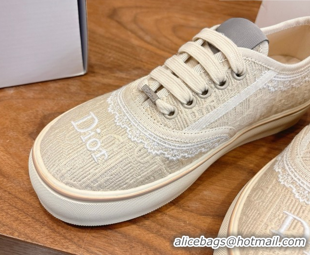 Good Looking Dior Saltwind Sneakers 3cm in Dior Oblique Embroidered Cotton and White Lace Beige 2026 0303038