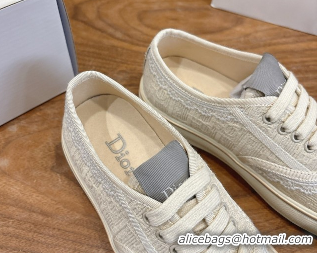 Good Looking Dior Saltwind Sneakers 3cm in Dior Oblique Embroidered Cotton and White Lace Beige 2026 0303038