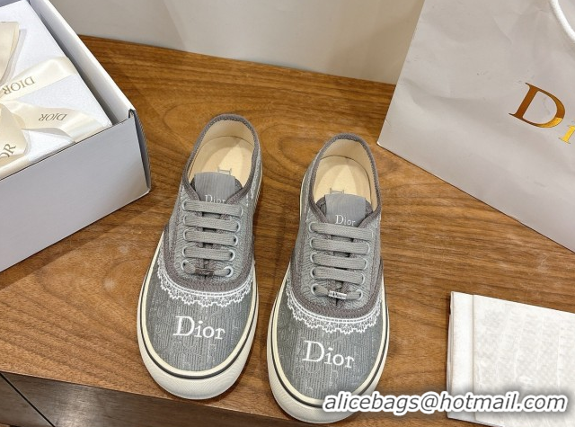 Good Quality Dior Saltwind Sneakers 3cm in Dior Oblique Embroidered Cotton and White Lace Grey 2026 0303039