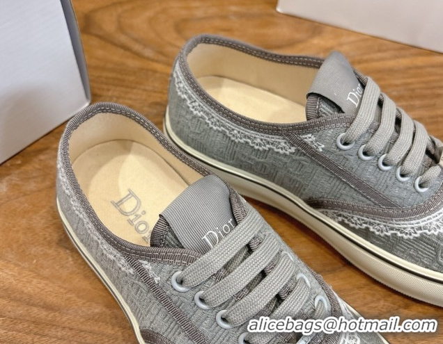 Good Quality Dior Saltwind Sneakers 3cm in Dior Oblique Embroidered Cotton and White Lace Grey 2026 0303039