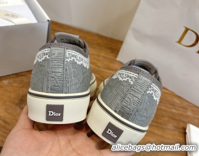 Good Quality Dior Saltwind Sneakers 3cm in Dior Oblique Embroidered Cotton and White Lace Grey 2026 0303039