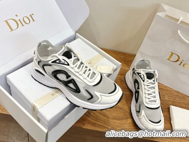 Unique Style Dior B30 Countdown Tech Sneakers in Semi-Transparent Mesh, Technical Fabric and Rubber White/Grey/Black 030