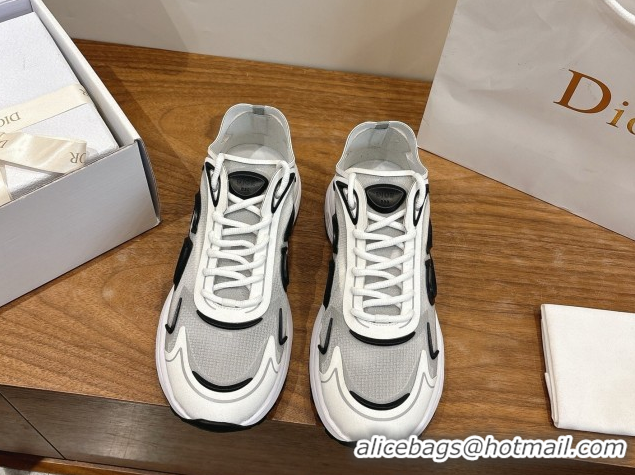 Unique Style Dior B30 Countdown Tech Sneakers in Semi-Transparent Mesh, Technical Fabric and Rubber White/Grey/Black 030