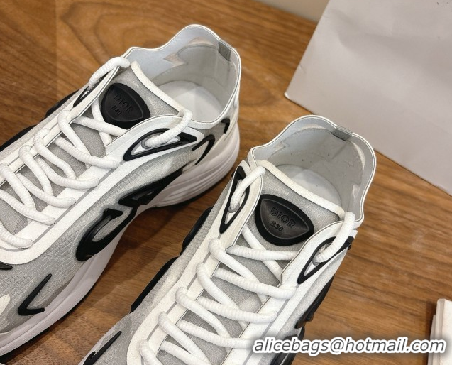 Unique Style Dior B30 Countdown Tech Sneakers in Semi-Transparent Mesh, Technical Fabric and Rubber White/Grey/Black 030
