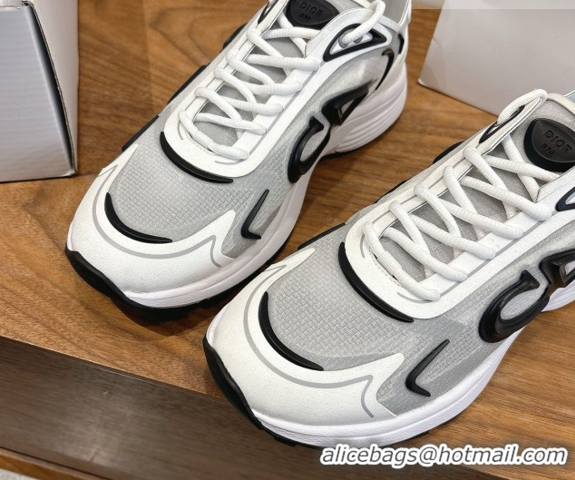 Unique Style Dior B30 Countdown Tech Sneakers in Semi-Transparent Mesh, Technical Fabric and Rubber White/Grey/Black 030