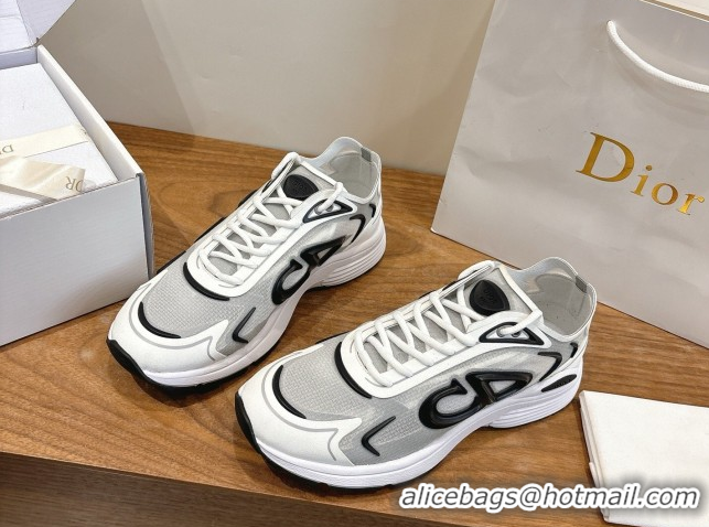Unique Style Dior B30 Countdown Tech Sneakers in Semi-Transparent Mesh, Technical Fabric and Rubber White/Grey/Black 030