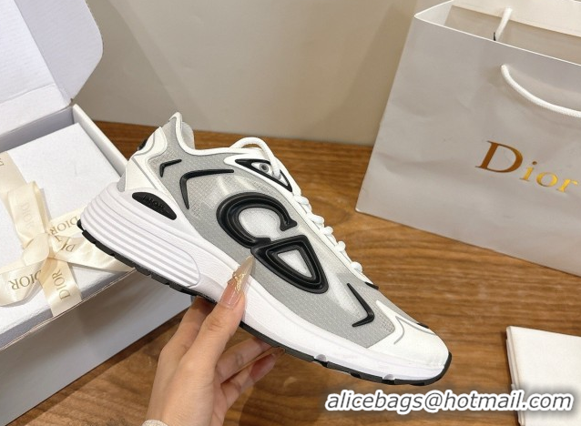 Unique Style Dior B30 Countdown Tech Sneakers in Semi-Transparent Mesh, Technical Fabric and Rubber White/Grey/Black 030