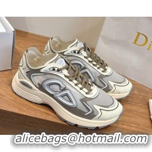 Shop Duplicate Dior B30 Countdown Tech Sneakers in Semi-Transparent Mesh, Technical Fabric and Rubber Grey/Khaki 2026 03