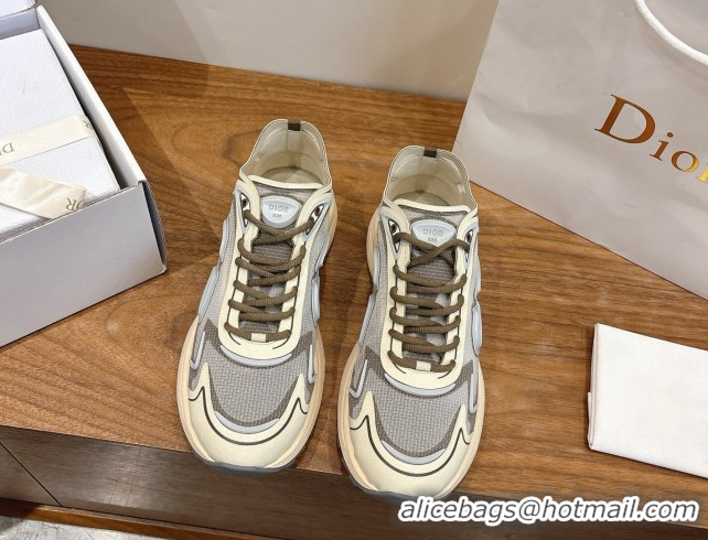 Shop Duplicate Dior B30 Countdown Tech Sneakers in Semi-Transparent Mesh, Technical Fabric and Rubber Grey/Khaki 2026 03