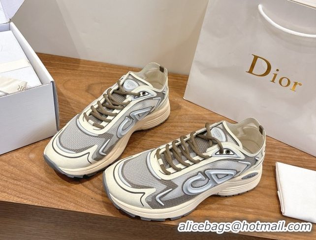Shop Duplicate Dior B30 Countdown Tech Sneakers in Semi-Transparent Mesh, Technical Fabric and Rubber Grey/Khaki 2026 03