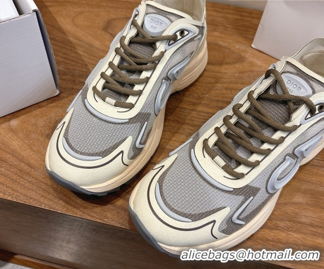 Shop Duplicate Dior B30 Countdown Tech Sneakers in Semi-Transparent Mesh, Technical Fabric and Rubber Grey/Khaki 2026 03