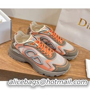 Good Product Dior B30 Countdown Tech Sneakers in Semi-Transparent Mesh, Technical Fabric and Rubber Grey/Orange 2026 030