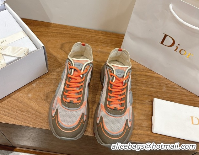 Good Product Dior B30 Countdown Tech Sneakers in Semi-Transparent Mesh, Technical Fabric and Rubber Grey/Orange 2026 030