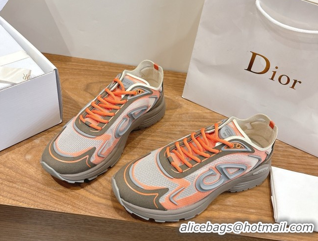 Good Product Dior B30 Countdown Tech Sneakers in Semi-Transparent Mesh, Technical Fabric and Rubber Grey/Orange 2026 030